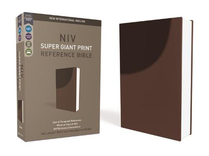 Cover image for NIV, Super Giant Print Reference Bible, Leathersoft, Brown, Red Letter, Comfort Print