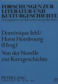 Cover image for Von Der Novelle Zur Kurzgeschichte: Beitraege Zur Geschichte Der Deutschen Erzaehlliteratur