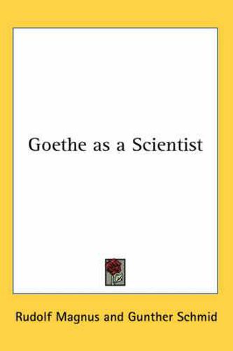 Cover image for Goethe as a Scientist