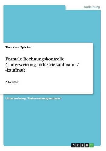 Cover image for Formale Rechnungskontrolle (Unterweisung Industriekaufmann / -Kauffrau)