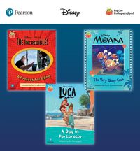 Cover image for Pearson Bug Club Disney Year 1 Pack A, including decodable phonics readers for phase 5: Finding The Incredibles: A Project for Edna, Moana: The Very Shiny Crab, Luca: A Day in Portorosso