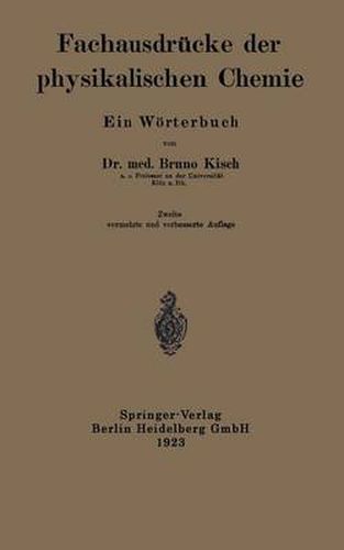 Cover image for Fachausdrucke Der Physikalischen Chemie: Ein Woerterbuch