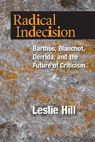 Cover image for Radical Indecision: Barthes, Blanchot, Derrida, and the Future of Criticism