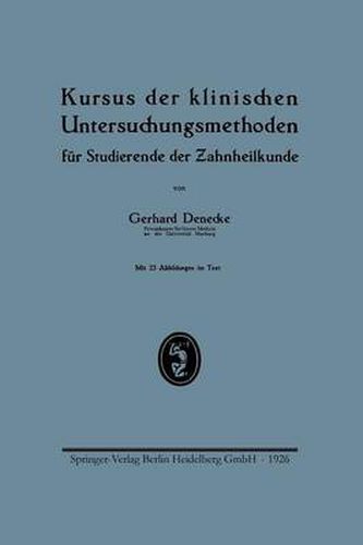 Cover image for Kursus Der Klinischen Untersuchungsmethoden Fur Studierende Der Zahnheilkunde