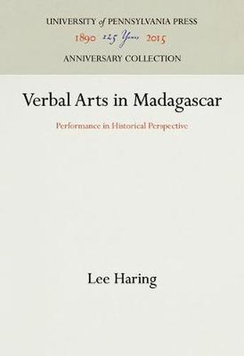 Cover image for Verbal Arts in Madagascar: Performance in Historical Perspective