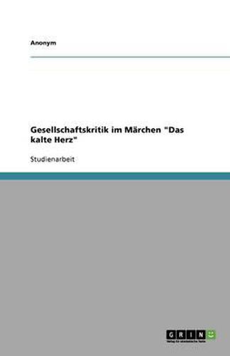 Cover image for Gesellschaftskritik Im M Rchen  Das Kalte Herz