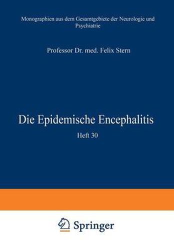 Cover image for Die Epidemische Encephalitis: Heft 30