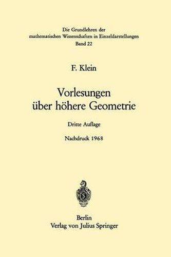 Vorlesungen UEber Hoehere Geometrie