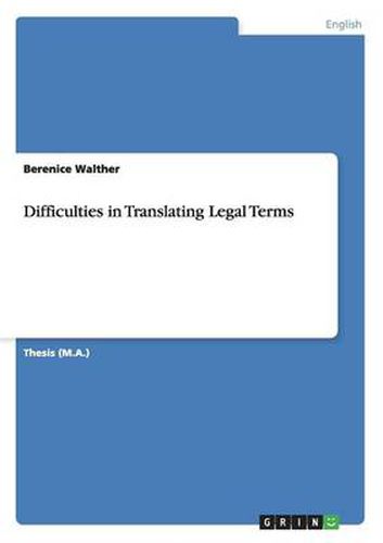 Cover image for Difficulties in Translating Legal Terms