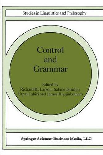 Cover image for Control and Grammar