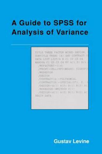 Cover image for A Guide to SPSS for Analysis of Variance