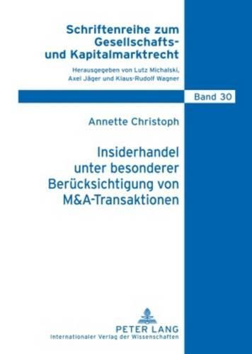 Cover image for Insiderhandel Unter Besonderer Beruecksichtigung Von M&a-Transaktionen