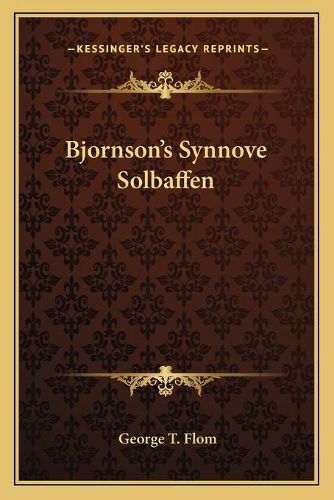 Cover image for Bjornson's Synnove Solbaffen