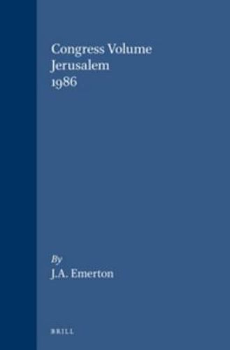 Cover image for Congress Volume Jerusalem 1986