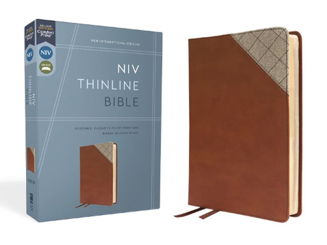 Cover image for NIV, Thinline Bible, Leathersoft, Brown, Red Letter, Comfort Print