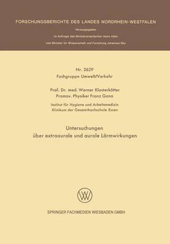 Cover image for Untersuchungen UEber Extraaurale Und Aurale Larmwirkungen