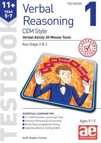 Cover image for 11+ Verbal Reasoning Year 5-7 CEM Style Testbook 1: Verbal Ability 20 Minute Tests
