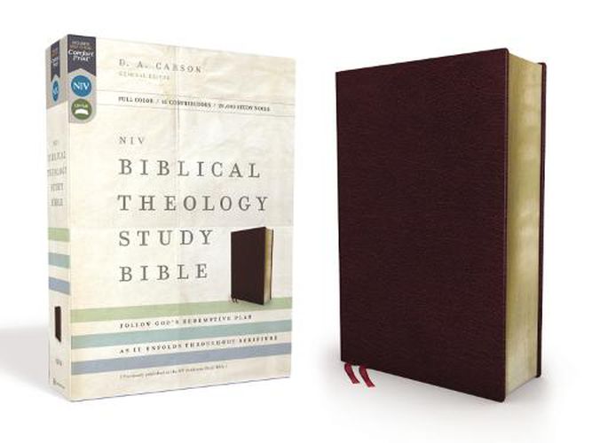 NIV, Biblical Theology Study Bible, Bonded Leather, Burgundy, Thumb Indexed, Comfort Print: Follow God's Redemptive Plan as It Unfolds throughout Scripture