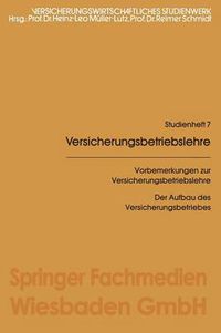 Cover image for Vorbemerkungen Zur Versicherungsbetriebslehre