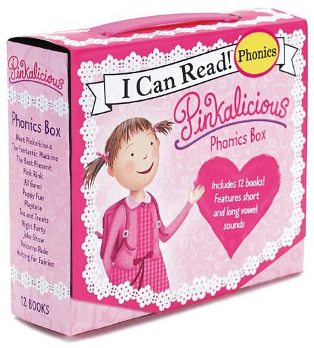 Cover image for Pinkalicious 12-Book Phonics Fun!: Includes 12 Mini-Books Featuring Short and Long Vowel Sounds