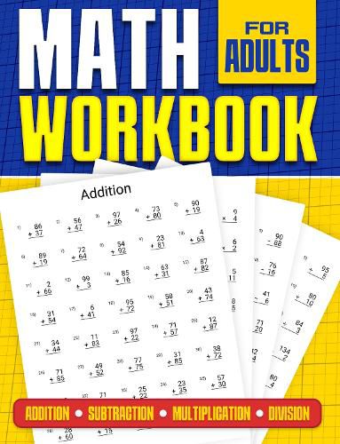 Cover image for Math Workbook for Adults | Addition, Subtraction, Multiplication and Division