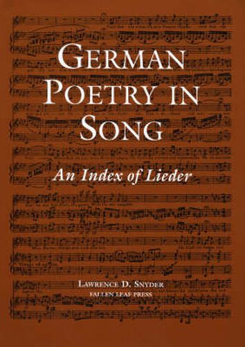 Cover image for German Poetry in Song: An Index of Lieder