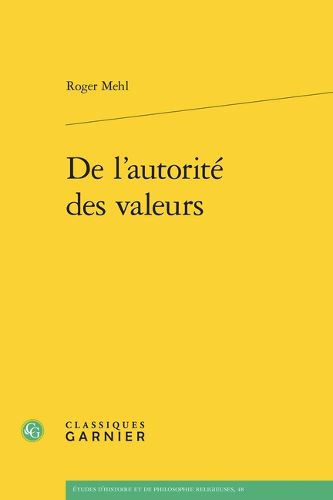 Cover image for de l'Autorite Des Valeurs