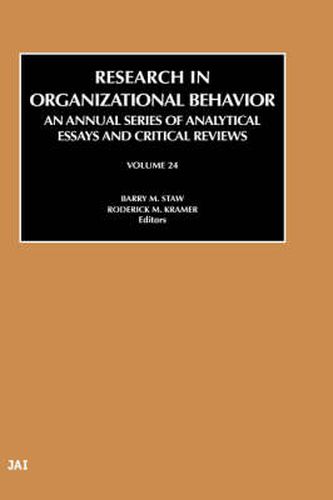 Cover image for Research in Organizational Behavior