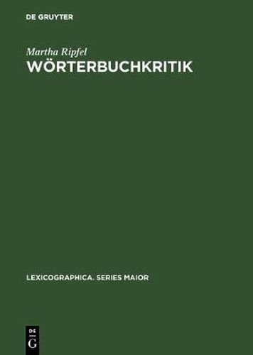 Cover image for Woerterbuchkritik