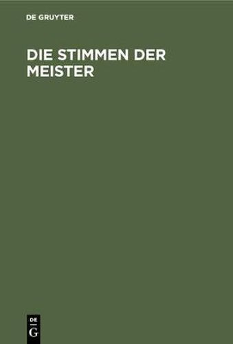 Cover image for Die Stimmen der Meister