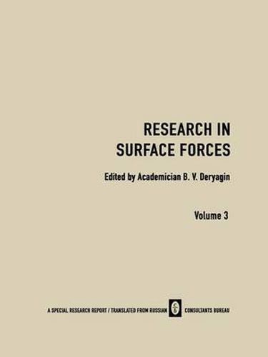 Cover image for Research in Surface Forces: Volume 3