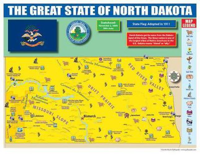 North Dakota State Map for Students - Pack of 30