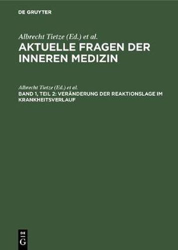 Cover image for Veranderung der Reaktionslage im Krankheitsverlauf