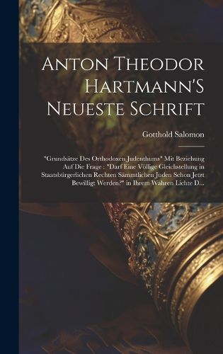 Cover image for Anton Theodor Hartmann'S Neueste Schrift