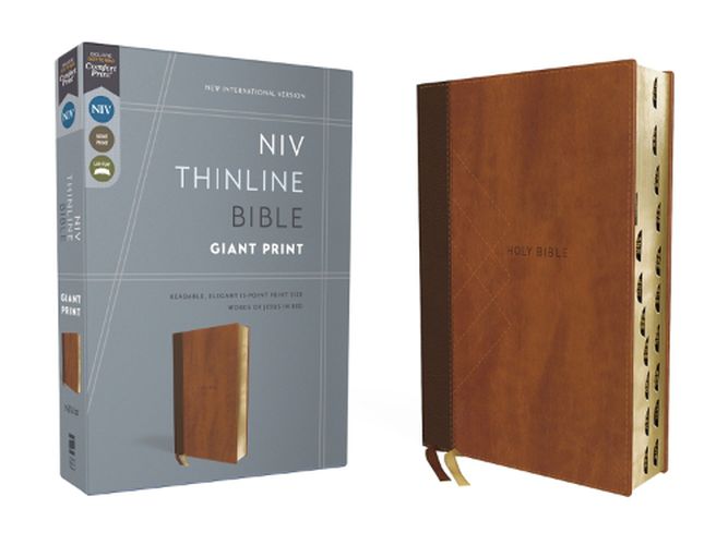 Cover image for NIV, Thinline Bible, Giant Print, Leathersoft, Brown, Red Letter, Thumb Indexed, Comfort Print