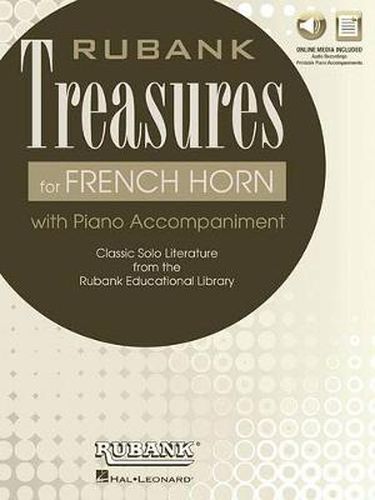Cover image for Rubank Treasures for French Horn: Book with Online Audio (Stream or Download
