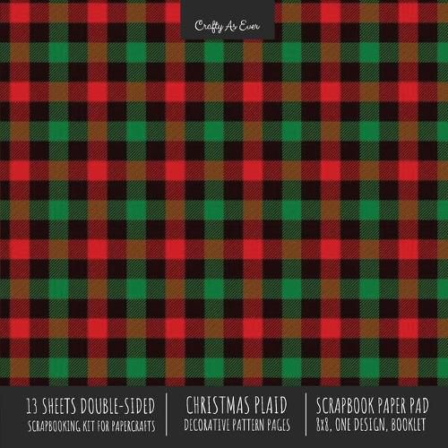 Christmas Plaid Scrapbook Paper Pad 8x8 Scrapbooking Kit for Cardmaking Gifts, DIY Crafts, Printmaking, Papercrafts, Holiday Decorative Pattern Pages