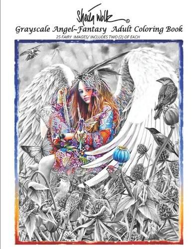 Cover image for Sheila Wolk Gray Scale ANGEL Adult Coloring Book