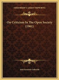 Cover image for On Criticism in the Open Society (1961)