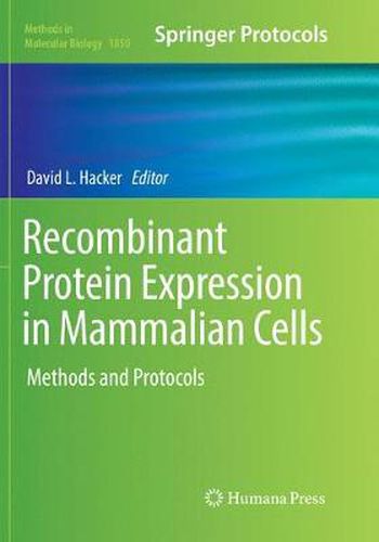 Cover image for Recombinant Protein Expression in Mammalian Cells: Methods and Protocols