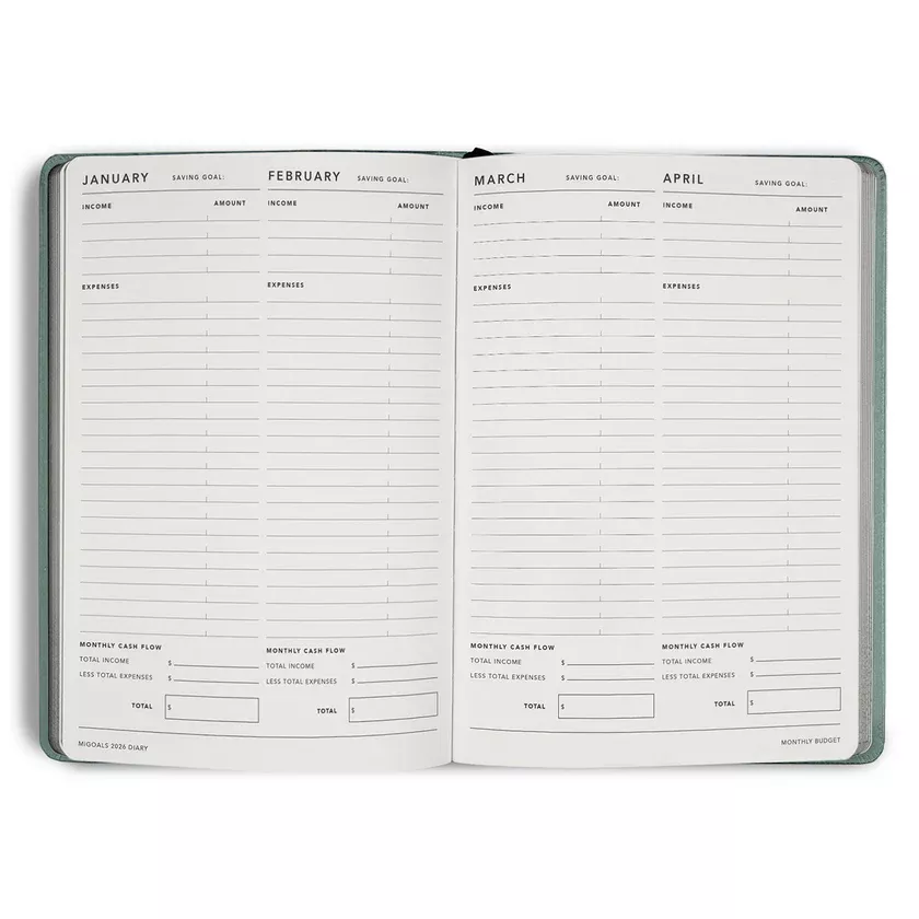 MiGoals 2026 Classic Diary - Weekly Notes - A5 Black