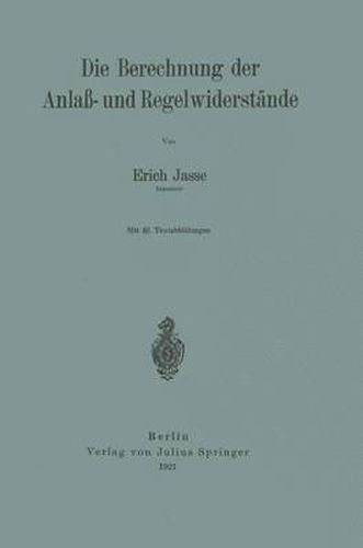 Cover image for Die Berechnung Der Anlass- Und Regelwiderstande