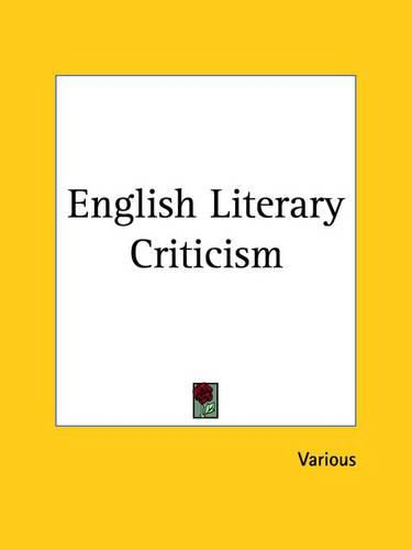 Cover image for English Literary Criticism