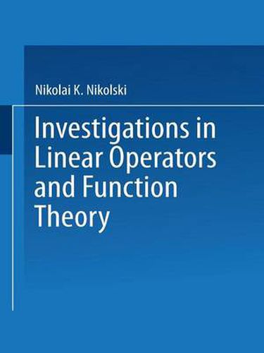 Cover image for Investigations in Linear Operators and Function Theory: Part I