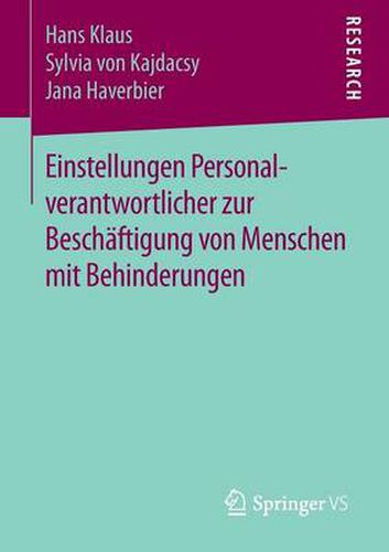 Cover image for Einstellungen Personalverantwortlicher zur Beschaftigung von Menschen mit Behinderungen