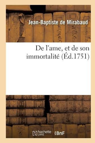 Cover image for de l'Ame, Et de Son Immortalite
