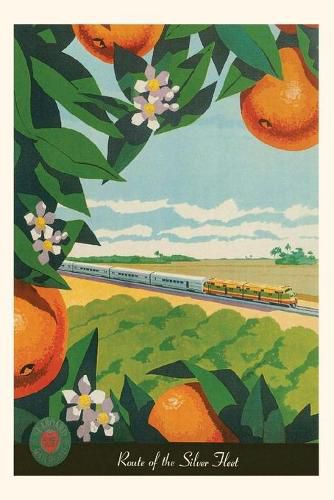 Cover image for Vintage Journal Train Through orange Orchard Travel Poster