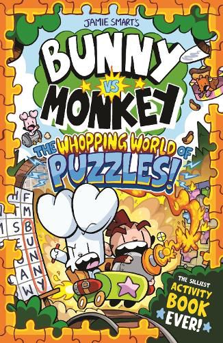 Cover image for Bunny vs Monkey: The Whopping World of Puzzles (a Phoenix Comic Book, from the million-selling Jamie Smart, Illustrator of the Year)