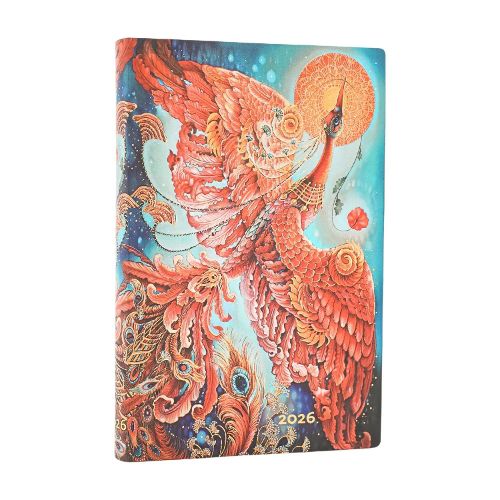 Cover image for 2026 Firebird (Birds of Happiness) Mini 12-month Horizontal Softcover Flexi Dayplanner 2026 (Elastic Band Closure)