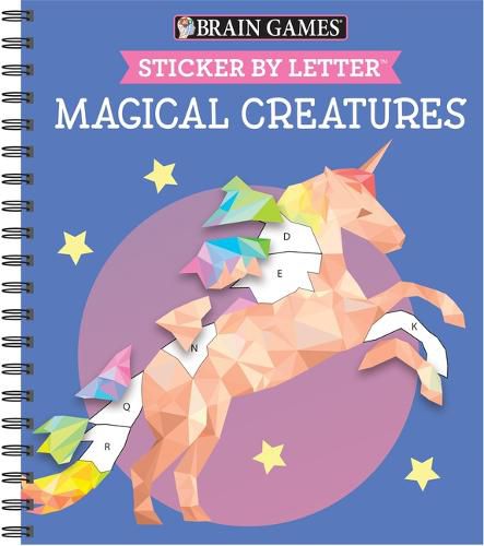 Cover image for Brain Games - Sticker by Letter: Magical Creatures (Sticker Puzzles - Kids Activity Book)